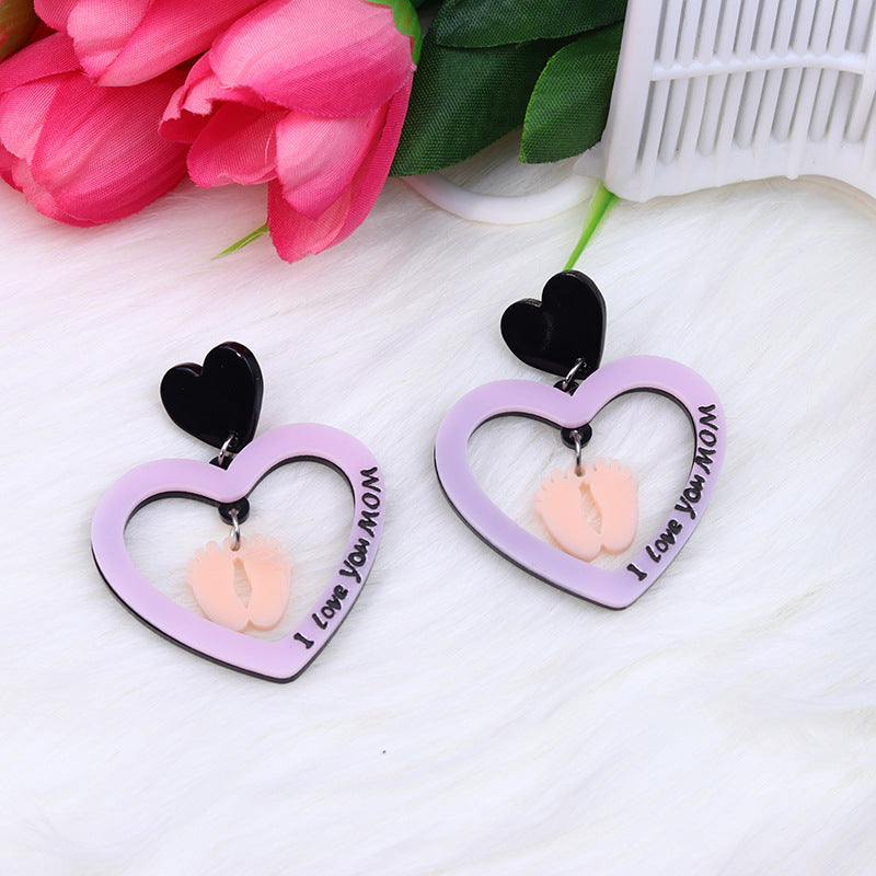 Wholesale Mother's Day Acrylic Heart Earrings